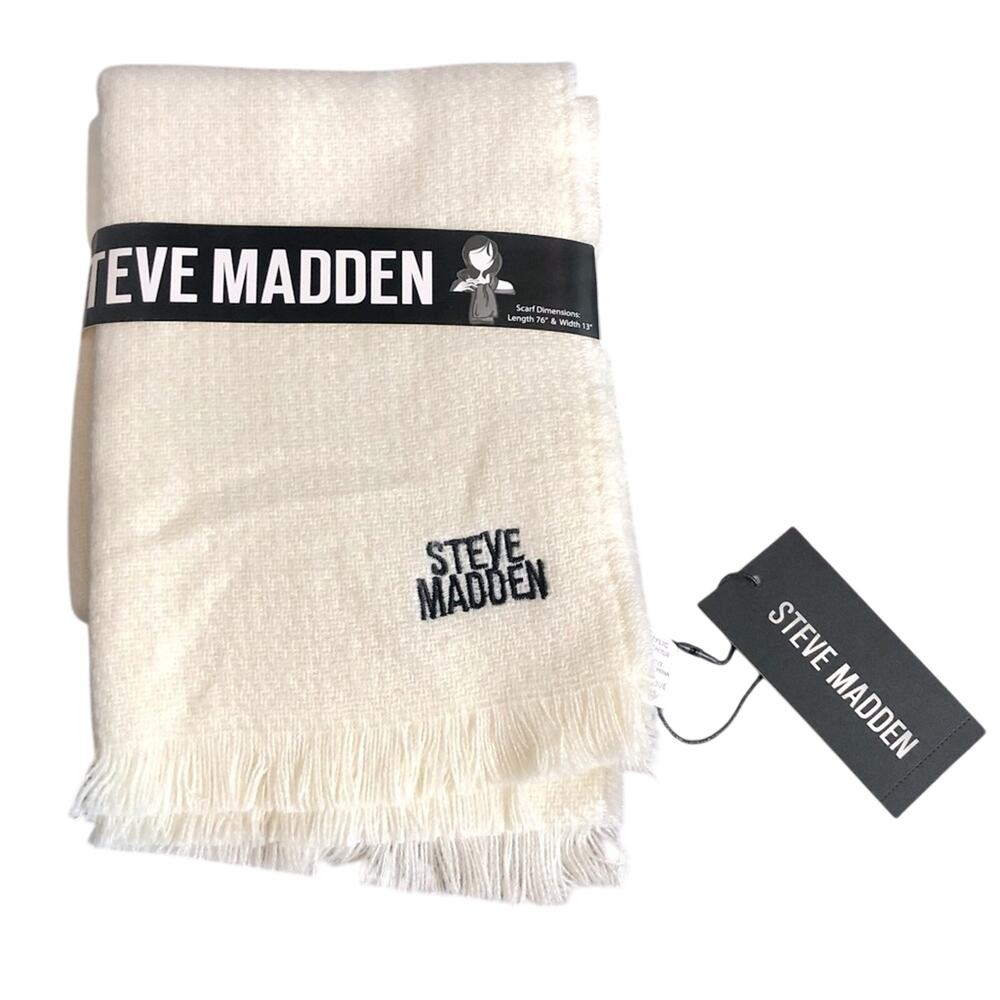 NWT Steve Madden Fringe Logo Scarf 76 x 13